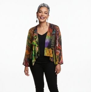 Sterling styles  Japanese print one size fits most crop jacket